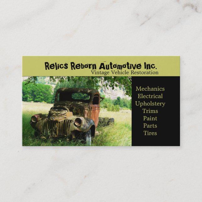 Cartão De Visita Oficina de reparações velha do caminhão do veículo (Frente)