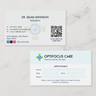 Cartão De Visita Oftalmologia Clínica   Limpar Compromisso
