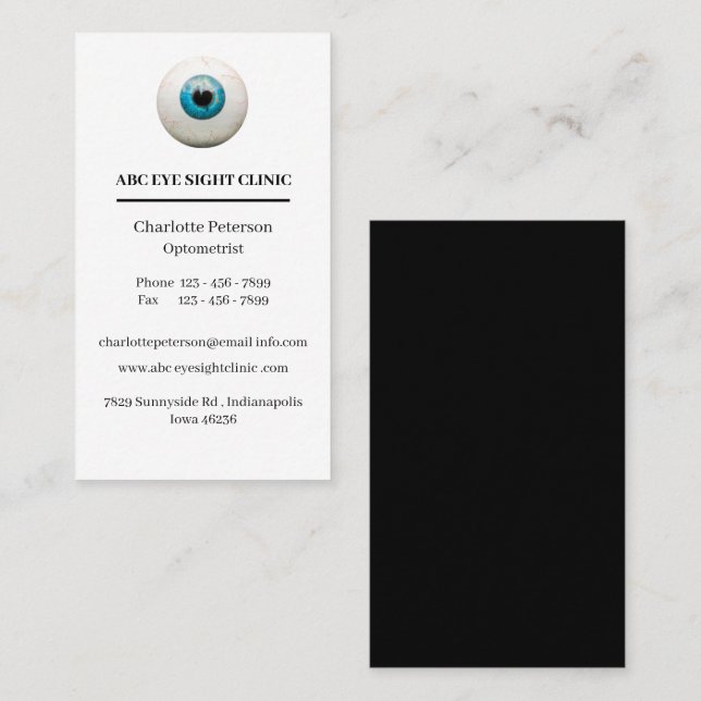 Cartão De Visita Oftalmologista de Olho - Optometrista (Frente/Verso)