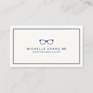 Cartão De Visita Oftalmologista Marinho Blue e Ivory Eyeglass