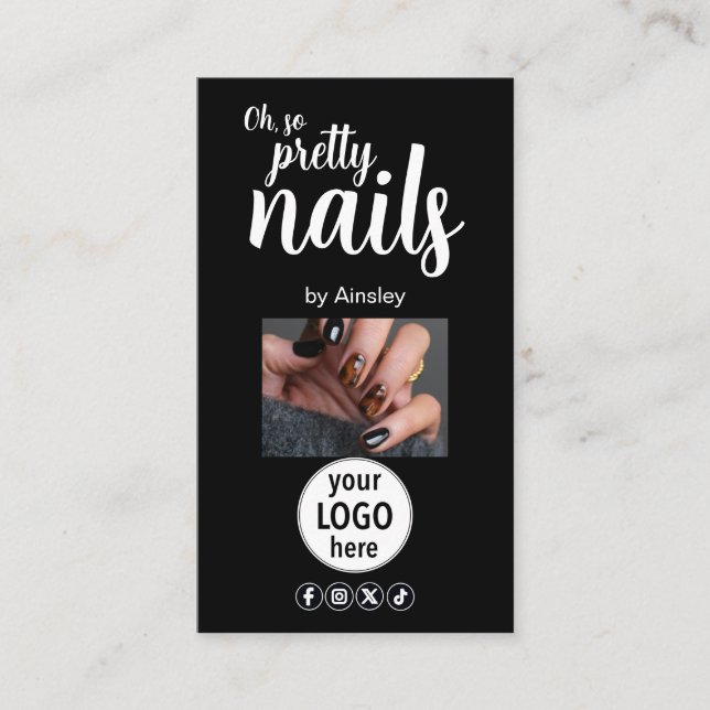 Cartão De Visita Oh So Pretty Nails Logo QR Code Social (Frente)