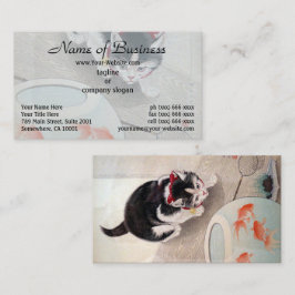 Cartão De Visita Ohara Koson Cat & Goldfish Bowl Pintura Japonesa