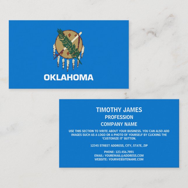 Cartão De Visita Oklahoman Flag, Flag de Oklahoma (Frente/Verso)