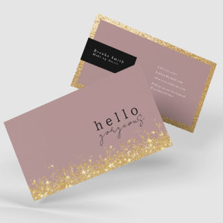Cartão De Visita Olá, adorável Elegante Mauve e Dourado luxo