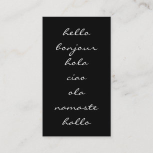 Cartão De Visita Olá! cumprimentos preto e branco