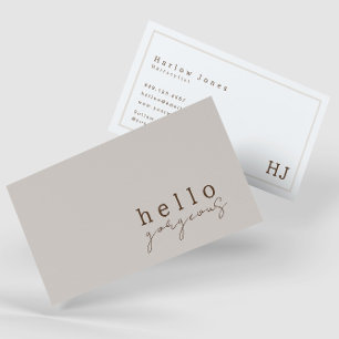 Cartão De Visita Olá Linda Beleza Minimalista, Beige Moderno