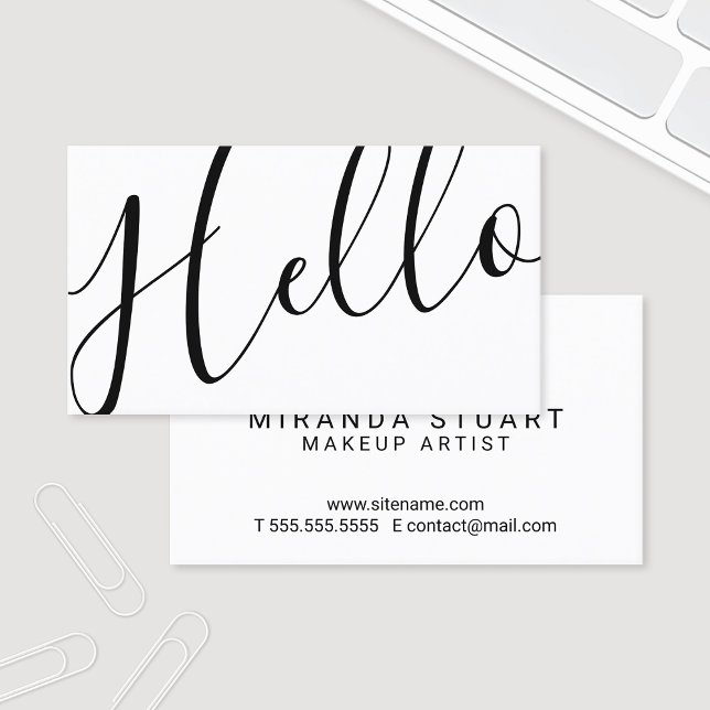 Cartão De Visita Olá | Preto e branco modernos profissionais (Criador carregado)