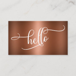 Cartão De Visita Olá Script Tipografia Sobre Faux Cobre Liso