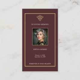 Cartão De Visita Old Money Burgundy Funeral Prayer Card
