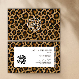 Cartão De Visita Óleo Pintura Leopardo Impressão Animal Seu Logotip