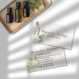 Cartão De Visita Óleos Essenciais Da Flor De Aquarelas Jasmine Eleg