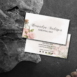 Cartão De Visita Óleos essenciais de Rosa natural Floral de aquarel