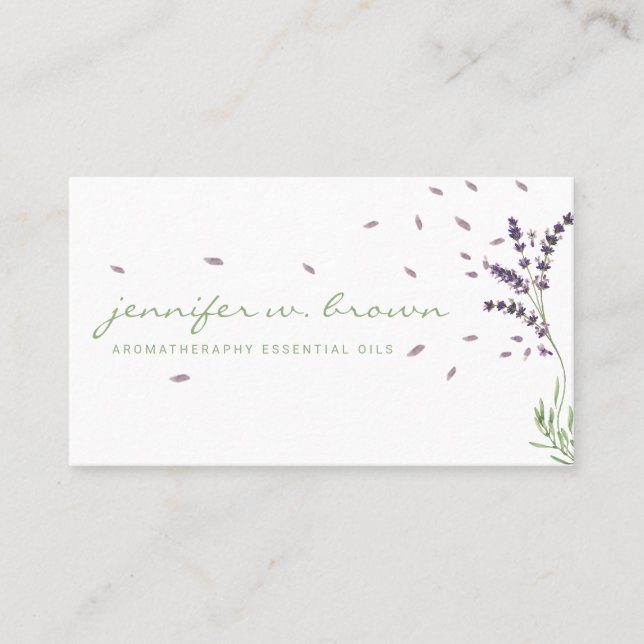 Cartão De Visita Óleos Essenciais Flores Perfume Lavanda Botânico (Frente)
