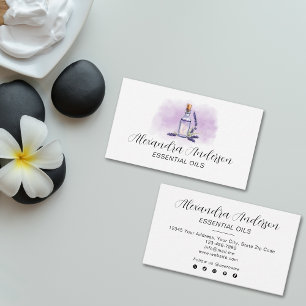 Cartão De Visita Óleos Essenciais Lavanda Aquarela Roxo
