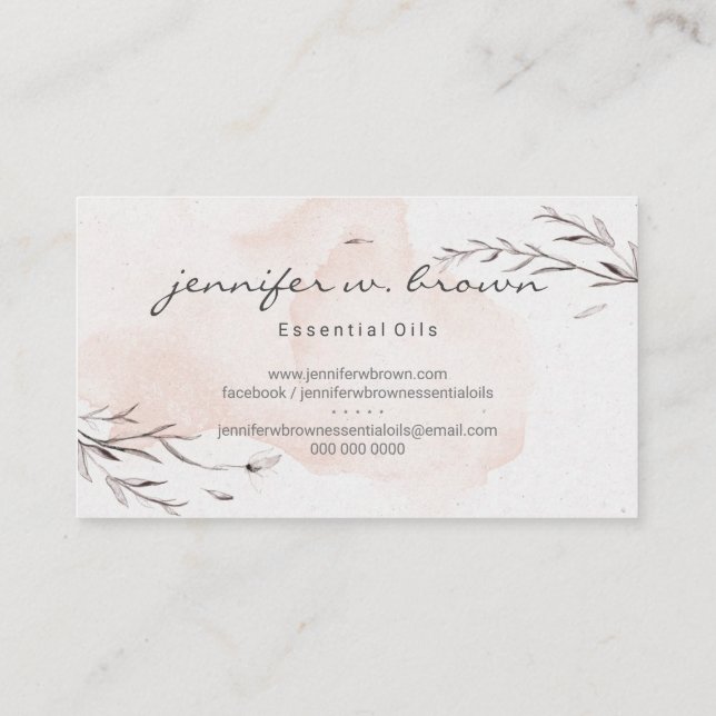 Cartão De Visita Óleos Essenciais Personalizados Florais De Aquarel (Verso)