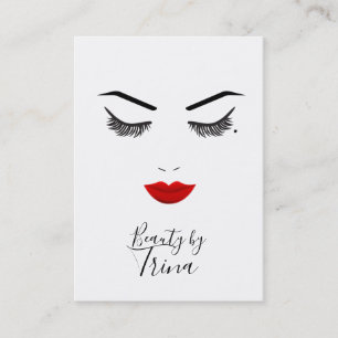 Cartão De Visita Olhar Beleza Rosto Cílios & Lábios Vermelhos Maqui