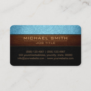 Cartão De Visita Olhar de Couro Azul e Preto Moderno Blizzard