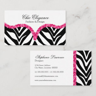Cartão De Visita Olhar elegante do Sequin do teste padrão da zebra