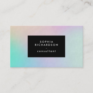 Cartão De Visita Olhar holográfico colorido moderno com preto