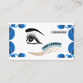 Cartão De Visita Olhar Ilustração de Cílios Minimalista Azul Modern