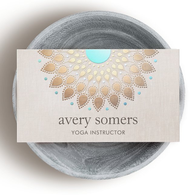 Cartão De Visita Olhar para o Ornamentado Dourado Elegante Lotus Ma (Criador carregado)