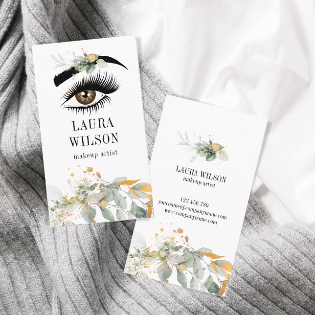 Cartão De Visita Olho Bonito com Flores de Água Verde (Criador carregado)