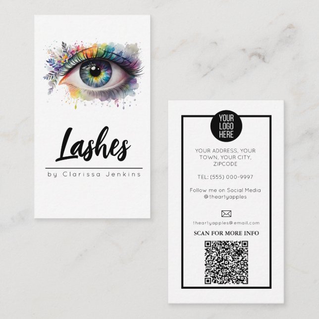 Cartão De Visita olho floral Lashes Eyelash Extensões maquiagem (Frente/Verso)