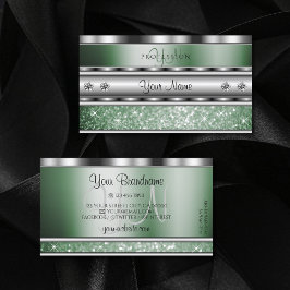 Cartão De Visita Olhos Capturando Monograma de Brilhante Verde Silv