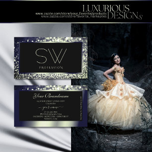 Cartão De Visita Olhos Capturando Ómbre de Prata Azul Monograma da