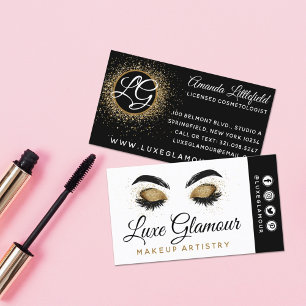 Cartão De Visita Olhos Dourados glamourosos corriam Bar de beleza s