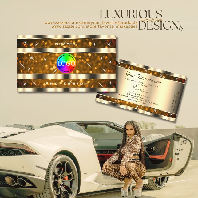 Cartão De Visita Olhos pegando Dourado Laranja Claras adicionam log (Criador carregado)