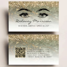 Olive Green Gold Marble Eyes QR Code Microblading