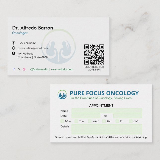 Cartão De Visita Oncologia Empresa Clínica | Compromisso Simples (Frente/Verso)