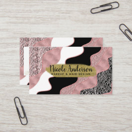 Cartão De Visita Onda Abstrata Rosa Dourado Rosa Moderno Glamour Te