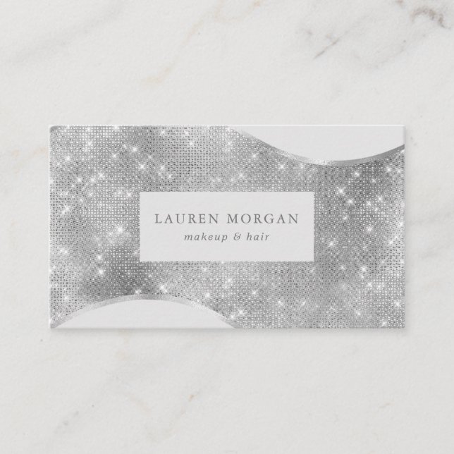 Cartão De Visita onda de espuma de prata luxuosa (Frente)