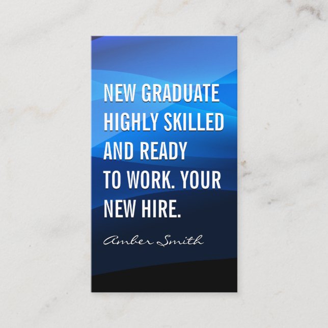 Cartão De Visita Ondas Abstrato azuis | Novo Formando (Frente)