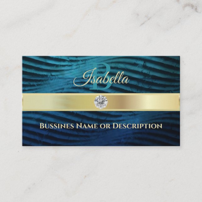 Cartão De Visita Ondas Azuis Clássicas Personalizadas (Frente)