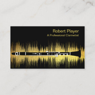 Cartão De Visita Ondas de som Douradas do player de áudio Clarinet