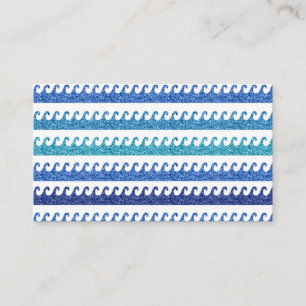 Cartão De Visita Ondas do Oceano Brilham Azul Claro Surfista