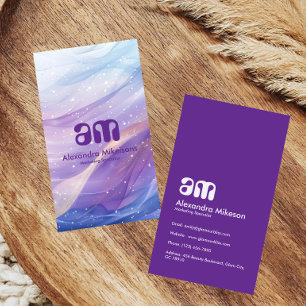Cartão De Visita Ondas holográficas rosa lavanda azul