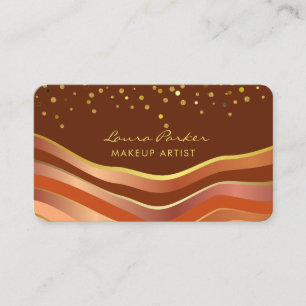 Cartão De Visita Ondas Marrom Dourado Listras Mínimas Artista de Ma