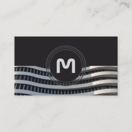 Cartão De Visita Ondas orgânicas de monograma elegantes