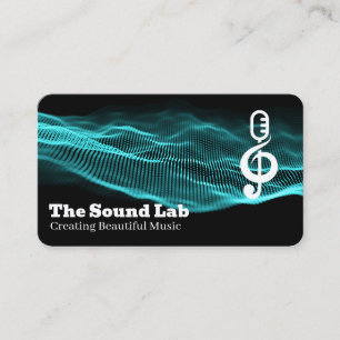 Cartão De Visita Ondas Sonoras Logotipo da Nota de Som Musical