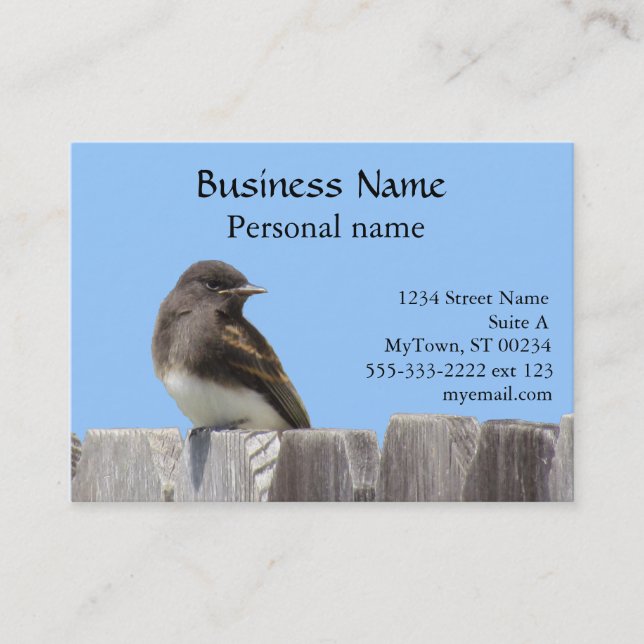 Cartão De Visita Ônibus. Placa - Flycatcher na cerca (Frente)