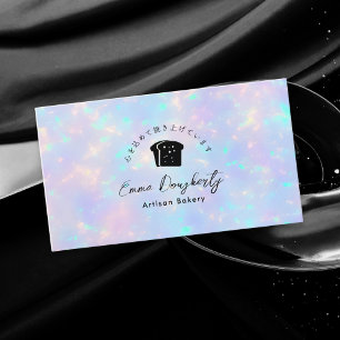Cartão De Visita Opal Arco-íris Logotipo de Padaria Holográfico Pão