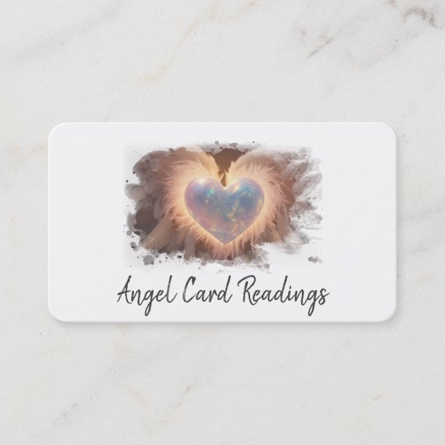 Cartão De Visita *~* Opal Heart Dourado QR Angel Wings AP78 WHITE (Frente)