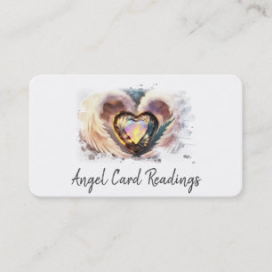 Cartão De Visita *~* Opal Heart White Dourado Angel Wings AP78 QR