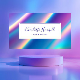 Cartão De Visita Opal Iridescente Código QR Beleza Pros