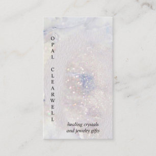 Cartão De Visita Opal Seaglass Cristal Brilho Aquarela Vertical