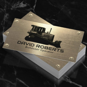 Cartão De Visita Operador da Instalação Buldozer Dourada Construção